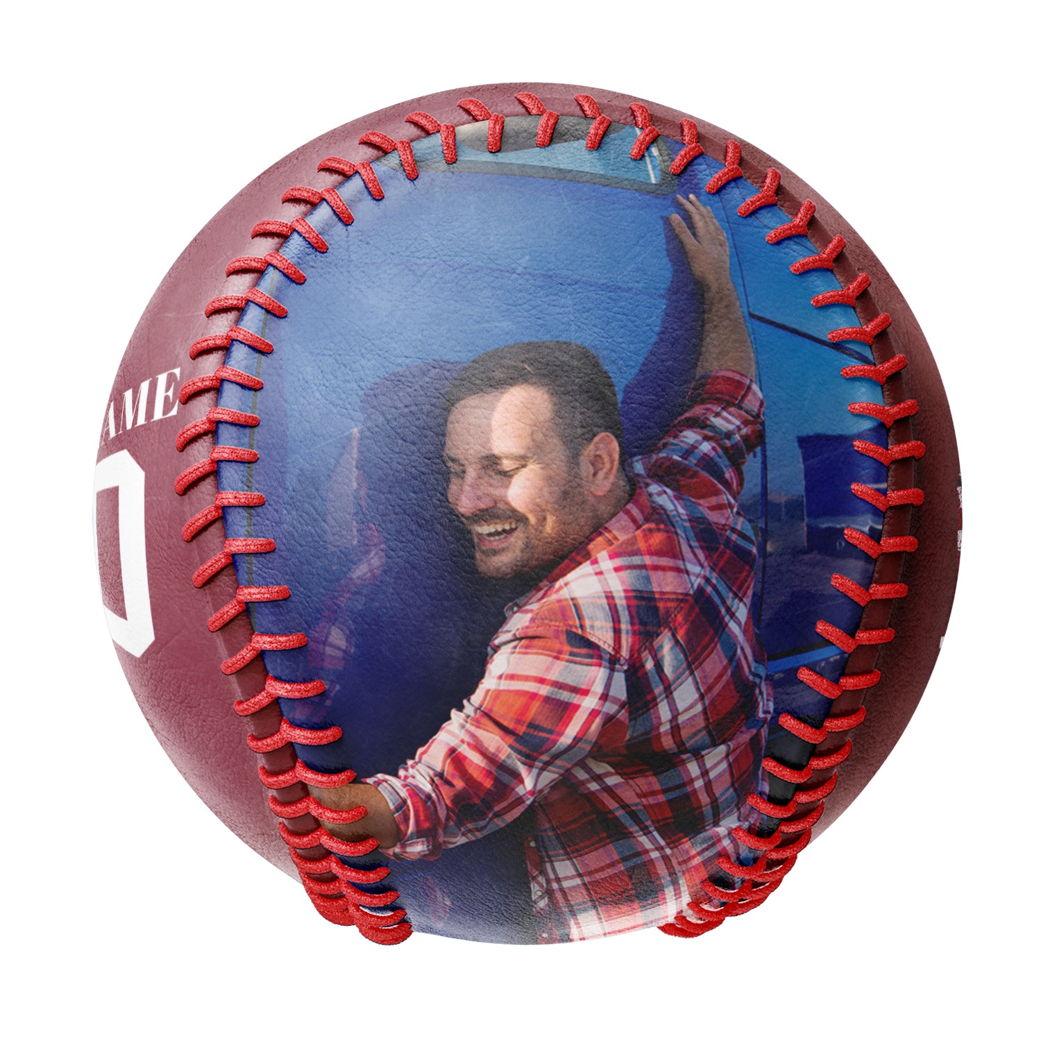 Personalized Crimson American Flag Truck Photo Baseballs