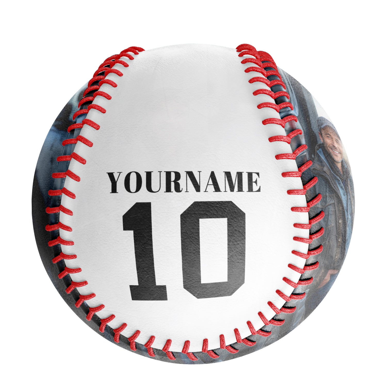 Personalized White American Flag Truck Photo Baseballs