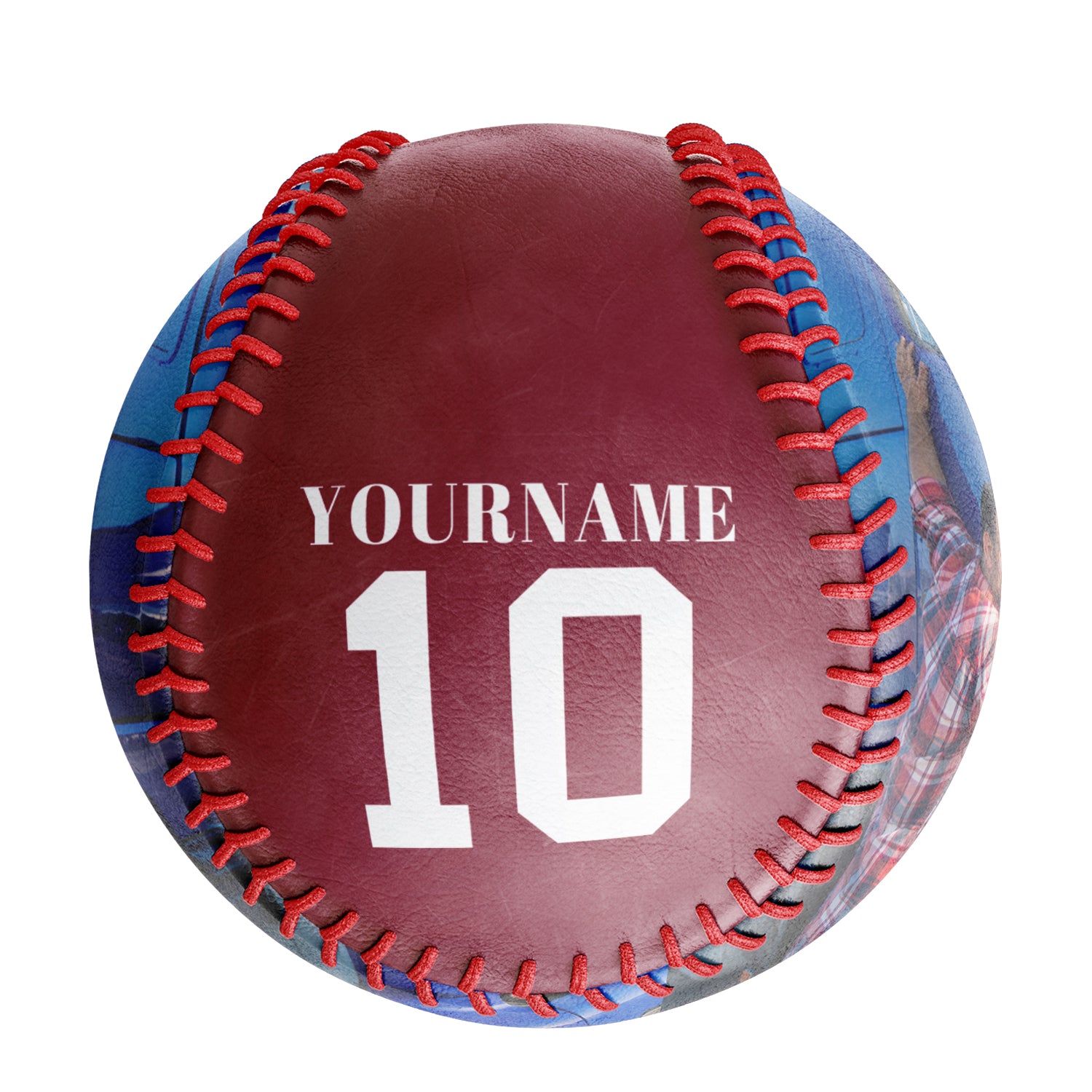 Personalized Crimson American Flag Truck Photo Baseballs