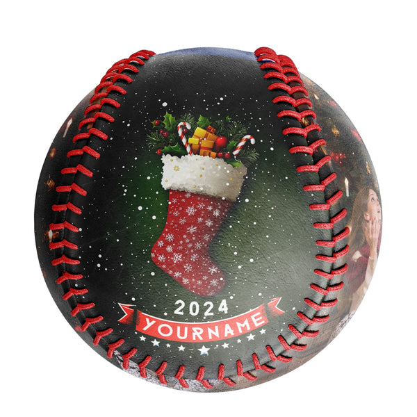 Personalized Christmas Socks Gift Photo Baseballs