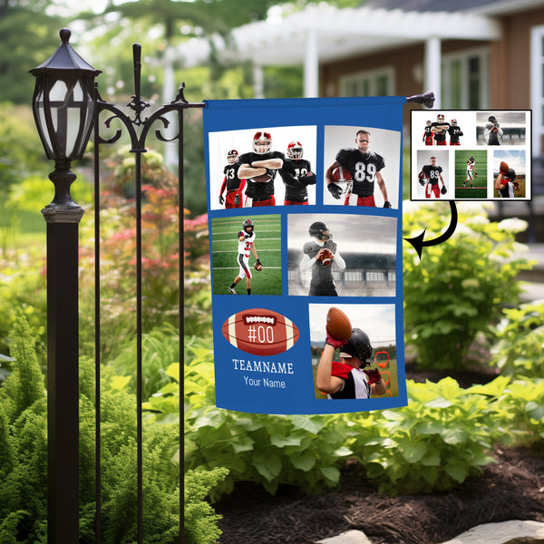 Personalized Football 5 Photo Garden Flag