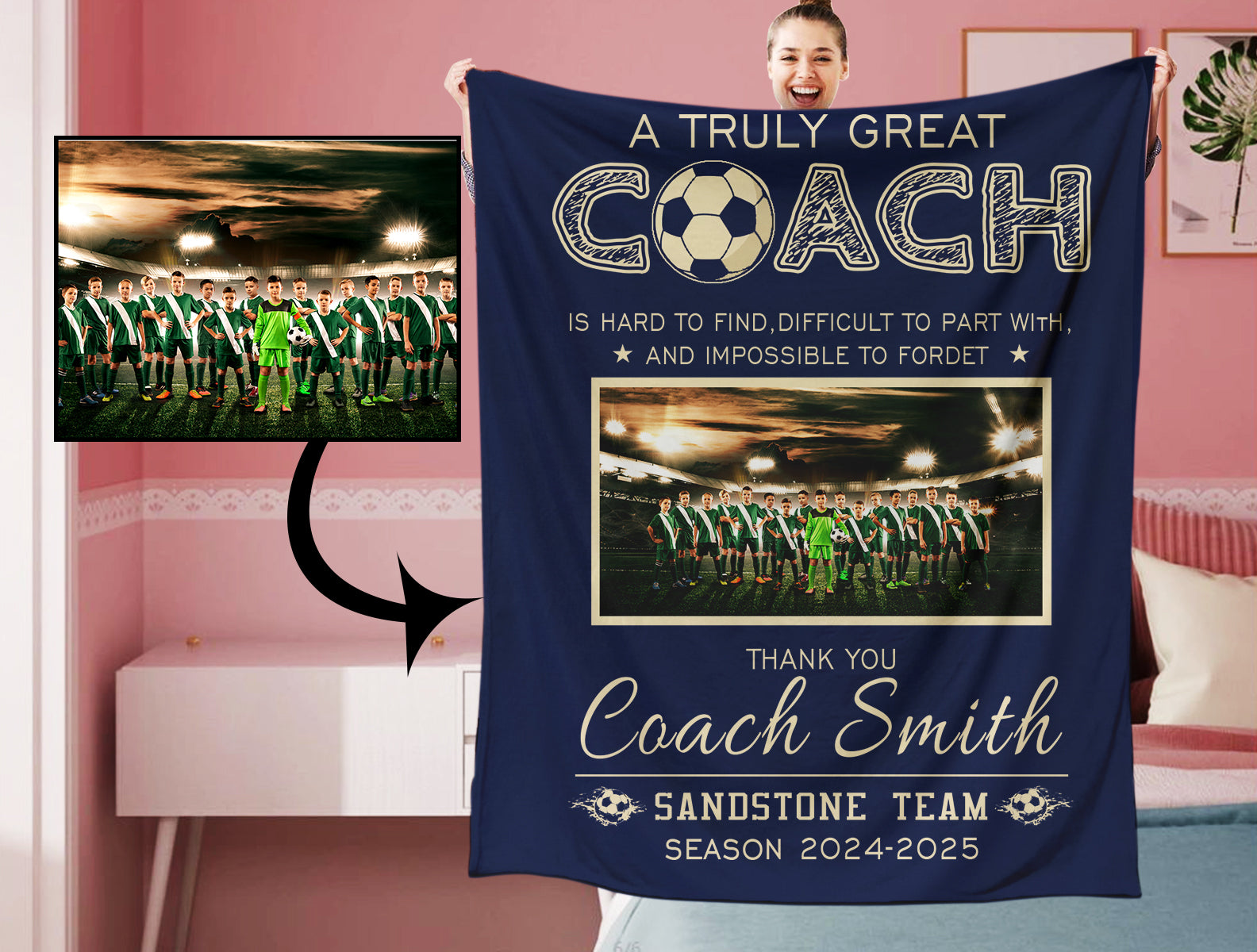 Personalized A Truly Great Coach Soccer Blanket