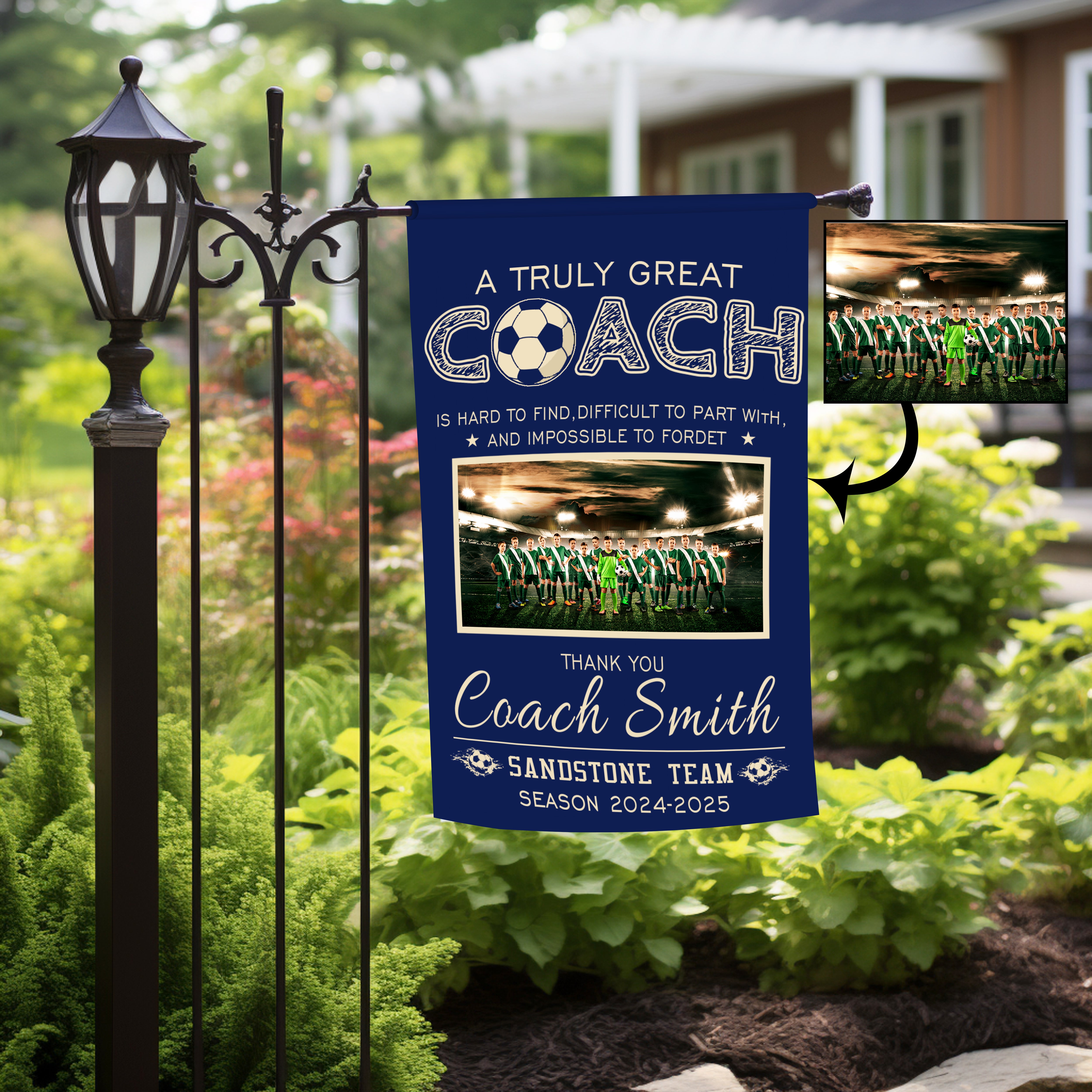 Personalized A Truly Great Coach Soccer Garden Flag