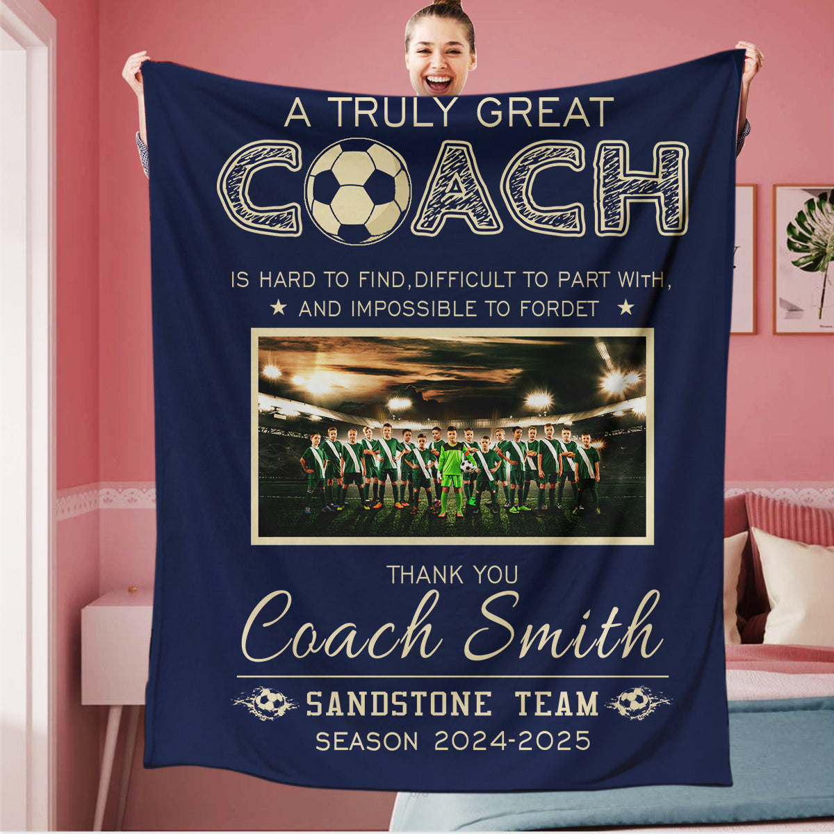 Personalized A Truly Great Coach Soccer Blanket