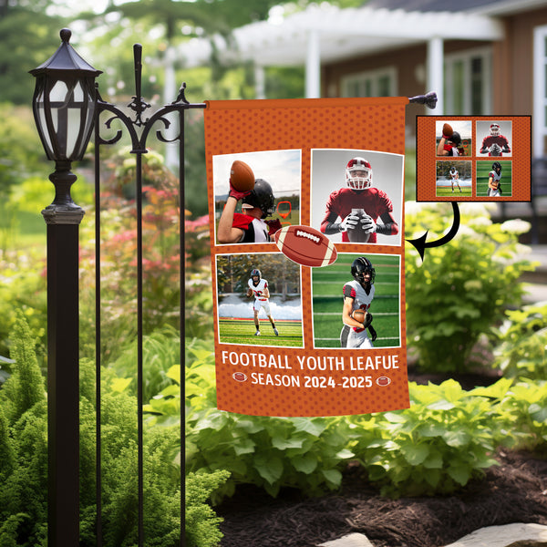 Personalized Football 4 Photo Garden Flag