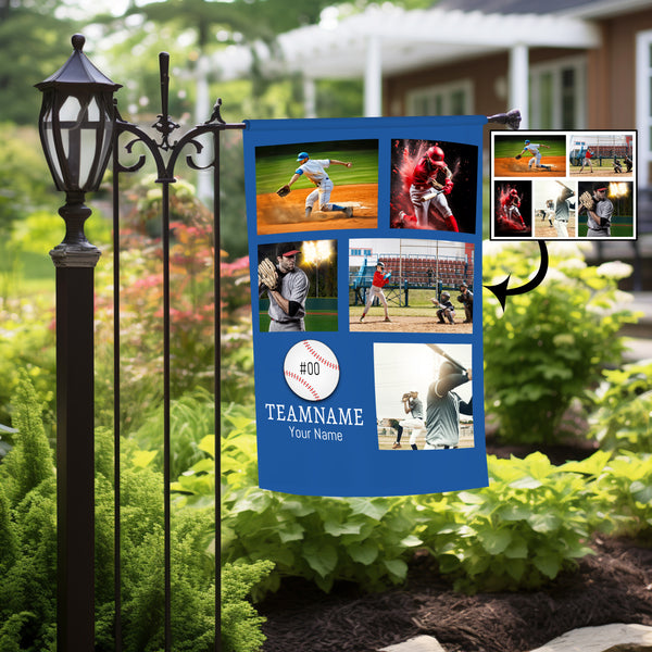 Personalized Baseball 5 Photo Garden Flag