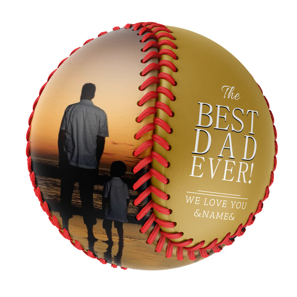 Personalized Dad Grandpa Photo Name Old Gold Baseballs,We Love You,Father's Day Gift