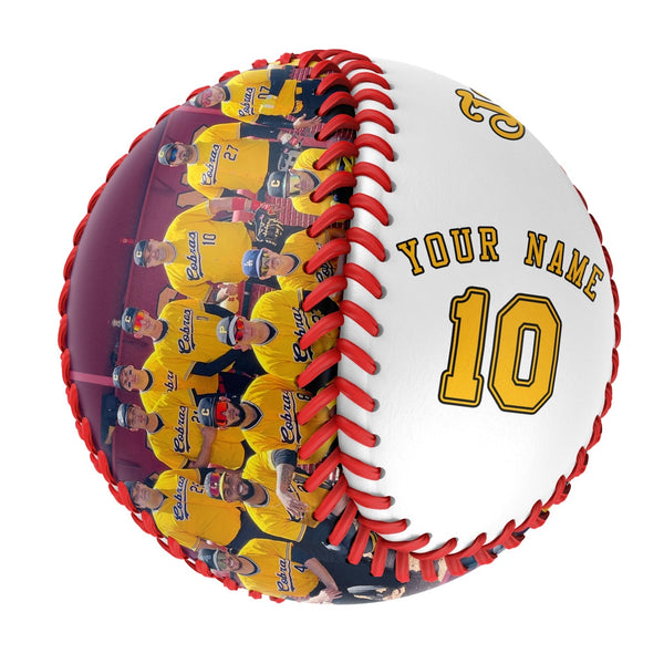 Personalized White Leather Gold Varsity Team Authentic Baseballs