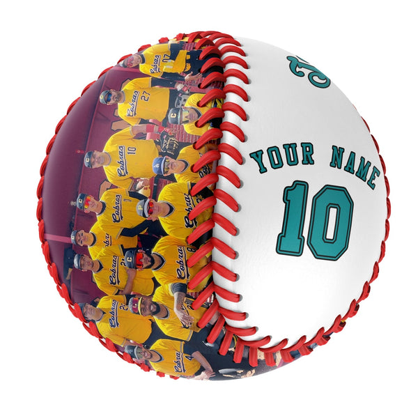 Personalized White Leather Aqua Varsity Team Authentic Baseballs