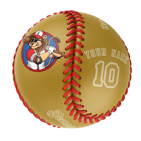 Personalized Old Gold Leather Old Gold Authentic Baseballs