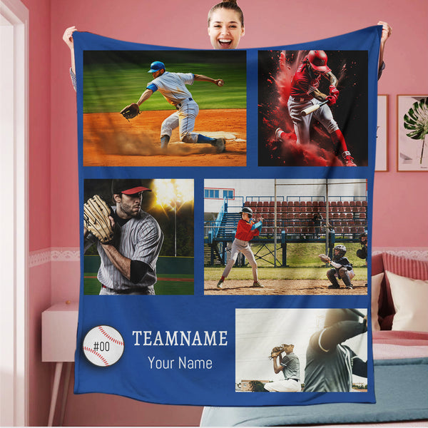 Personalized Baseball 5 Photo Blanket