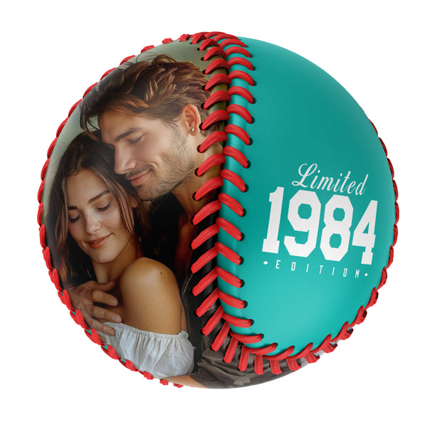 Personalized Anniversary Name Time Photo Aqua Baseballs