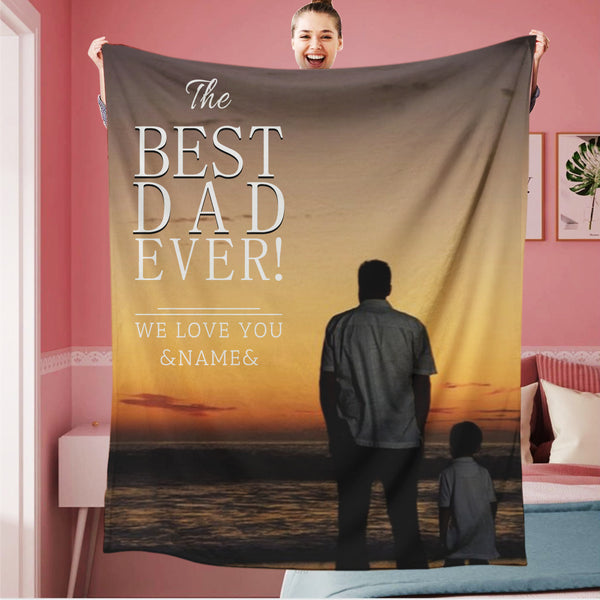 Personalized The Beat Dad Ever Name Photo Blanket