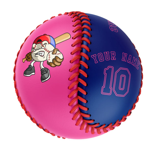 Personalized Pink Royal Split Half Leather Royal Authentic Baseballs