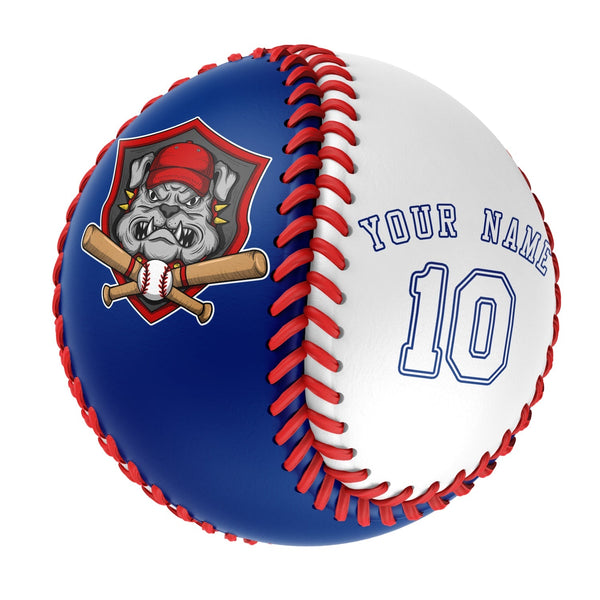 Personalized Royal White Half Leather White Authentic Baseballs