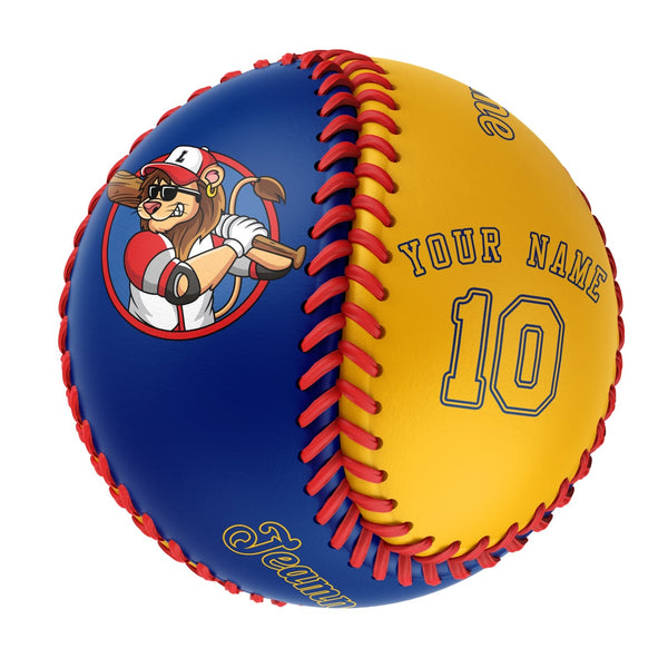 Personalized Royal Gold Half Leather Gold Authentic Baseballs