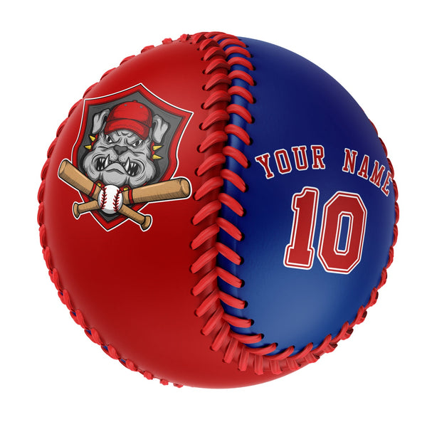 Personalized Red Royal Split Half Leather Red Authentic Baseballs