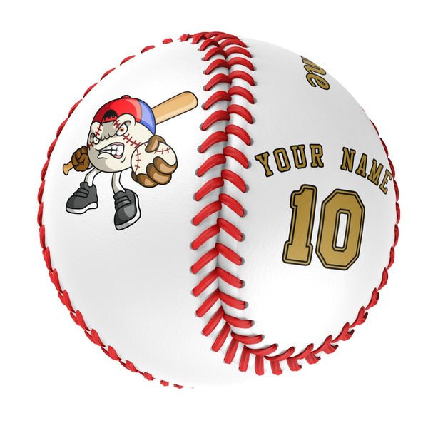 Personalized White Leather Old Gold Authentic Baseballs