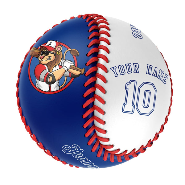 Personalized Royal White Half Leather White Authentic Baseballs