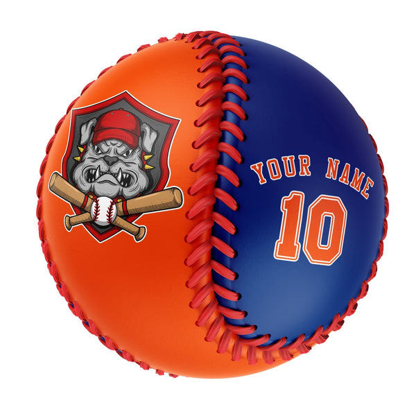 Personalized Orange Royal Half Leather Orange Authentic Baseballs