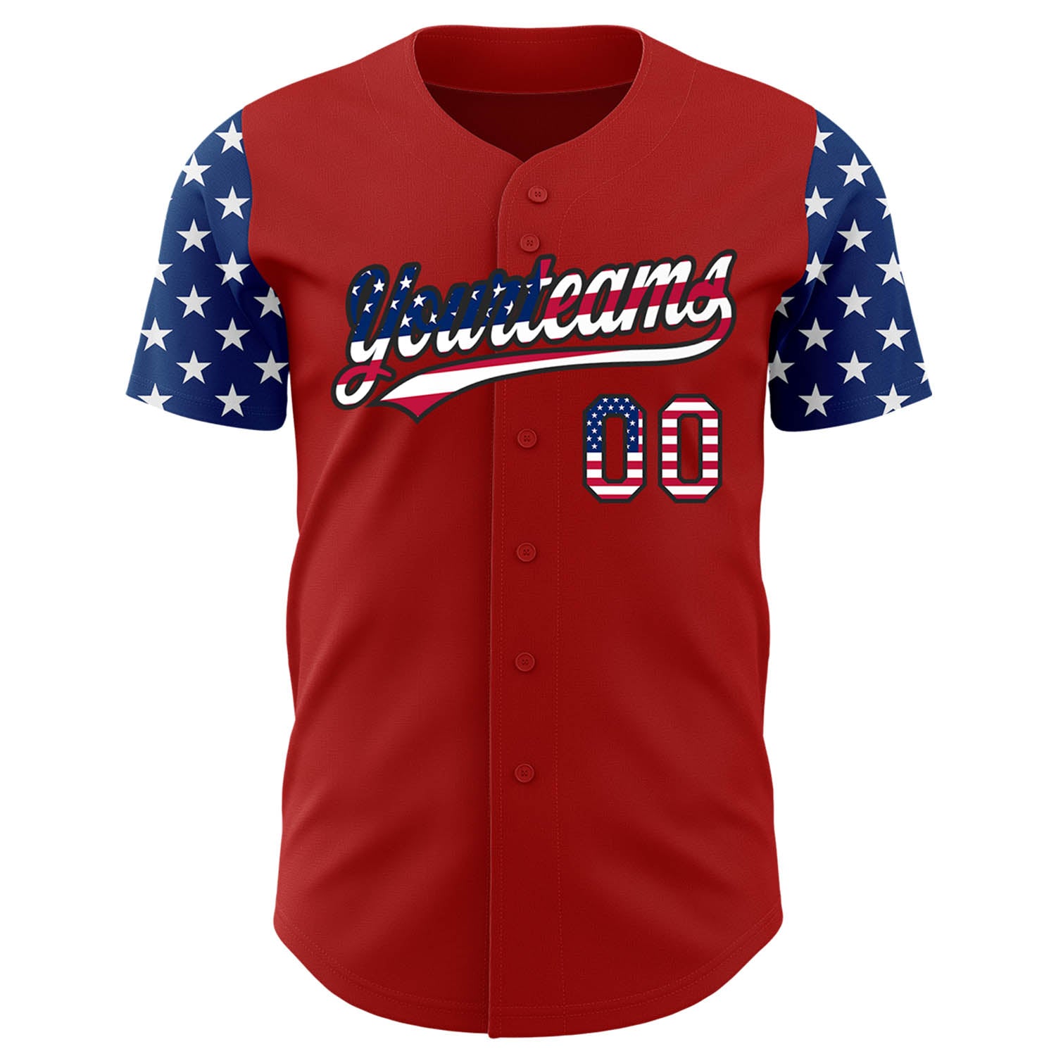 Custom Red USA Flag-Black 3D American Flag Patriotic Authentic Baseball Jersey