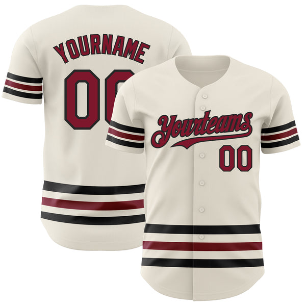 Custom Cream Crimson-Black Line Authentic Baseball Jersey