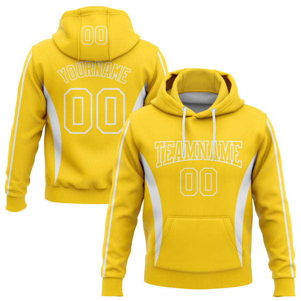 Custom Stitched Gold White 3D Pattern Design Color Blocking Stripe Sports Pullover Sweatshirt Hoodie