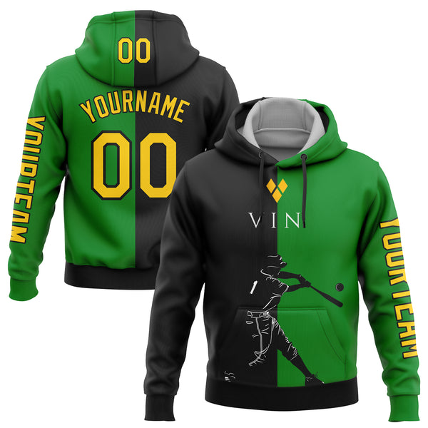 Custom Stitched Grass Green Gold-Black 3D Saint Vincent And The Grenadines Flag Sports Pullover Sweatshirt Hoodie