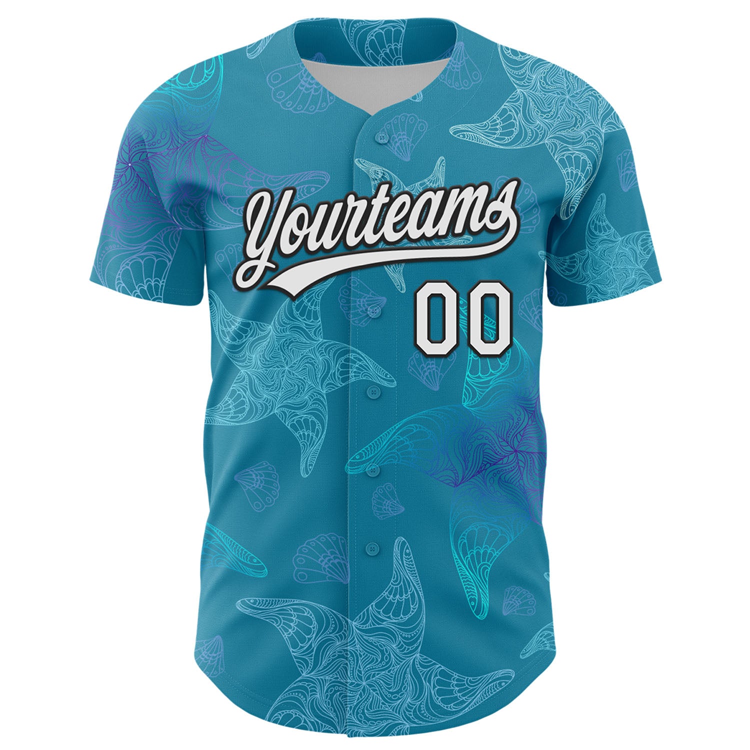 Custom Panther Blue White-Black 3D Tropical Hawaii Jungle Leaves Authentic Baseball Jersey