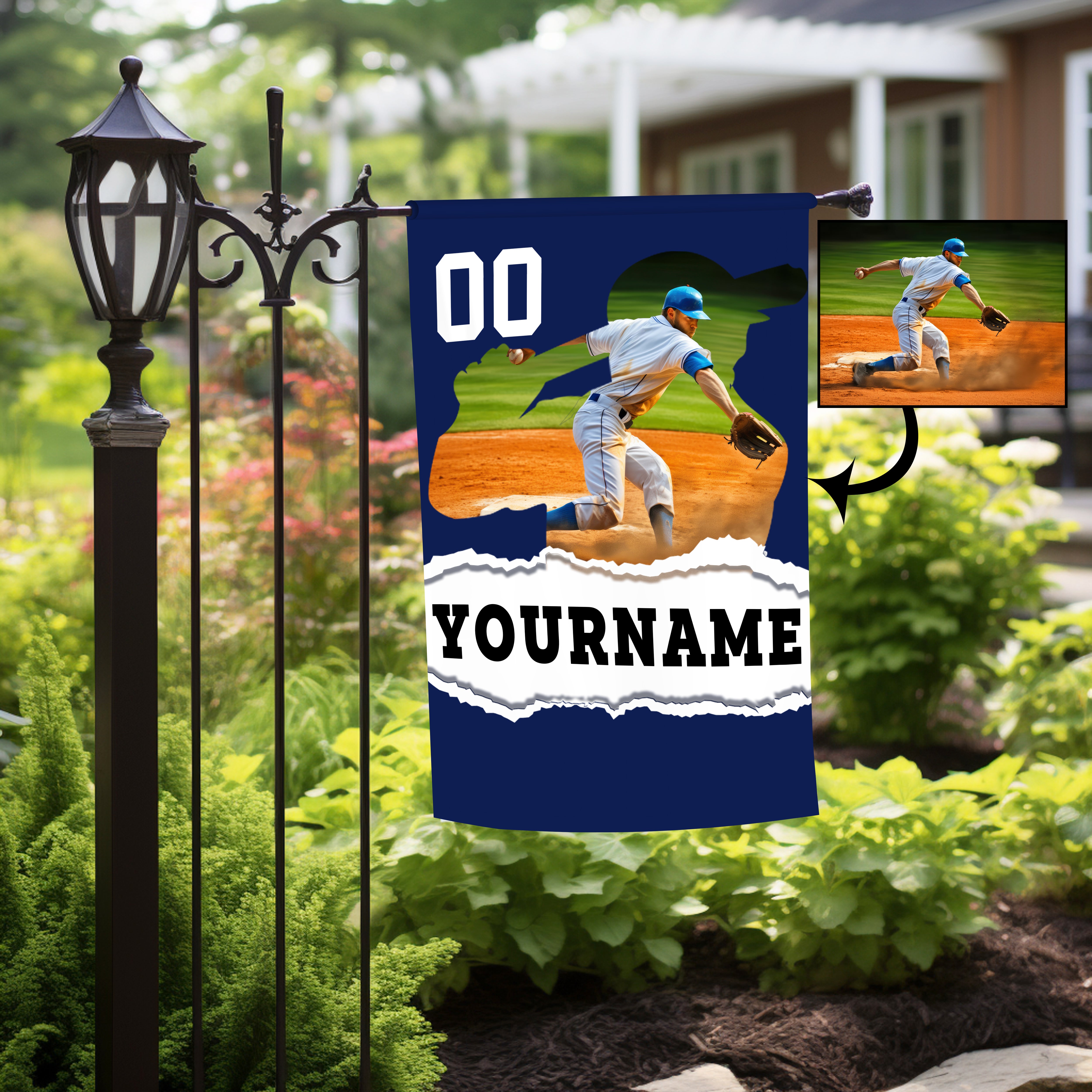 Personalized Yourname Number Photo Garden Flag