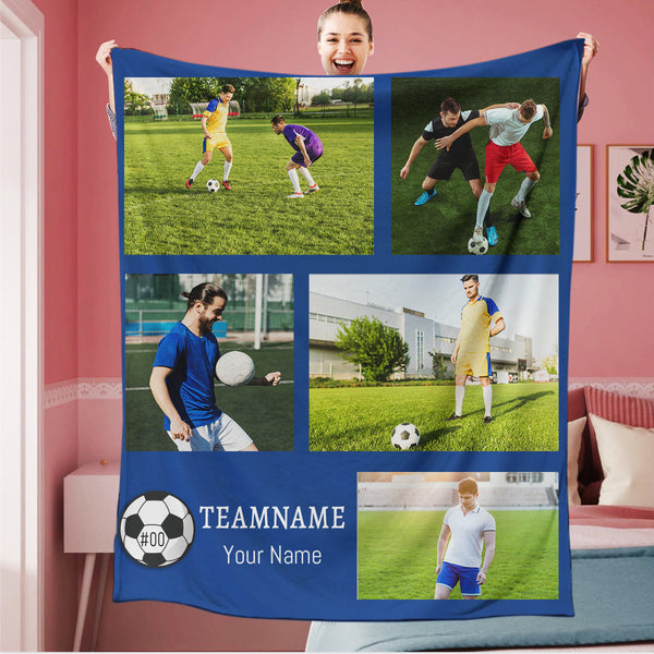 Personalized Soccer 5 Photo Blanket