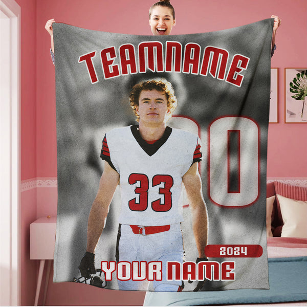 Personalized Football 2024 Team Photo Sports Blanket