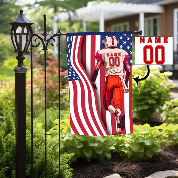 Personalized Football Name American Flag Garden Flag