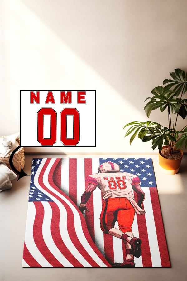 Personalized  Football Name Number American Flag carpet