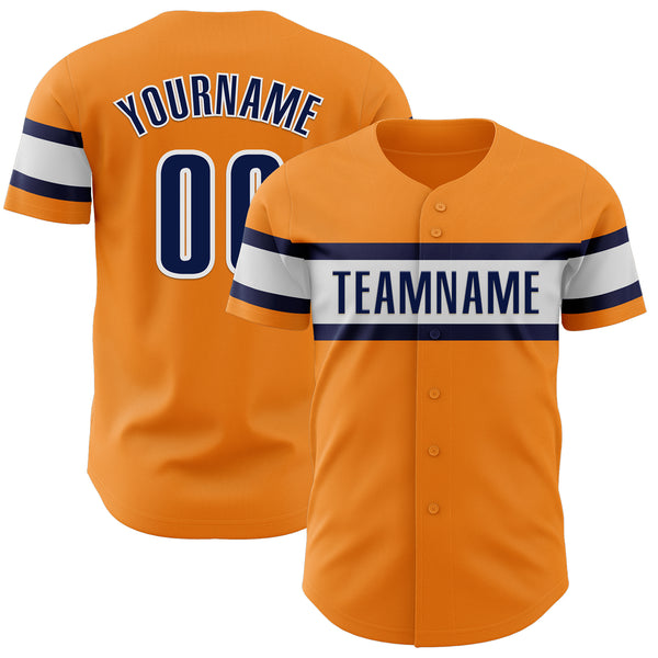 Custom Bay Orange Navy-White Authentic Baseball Jersey