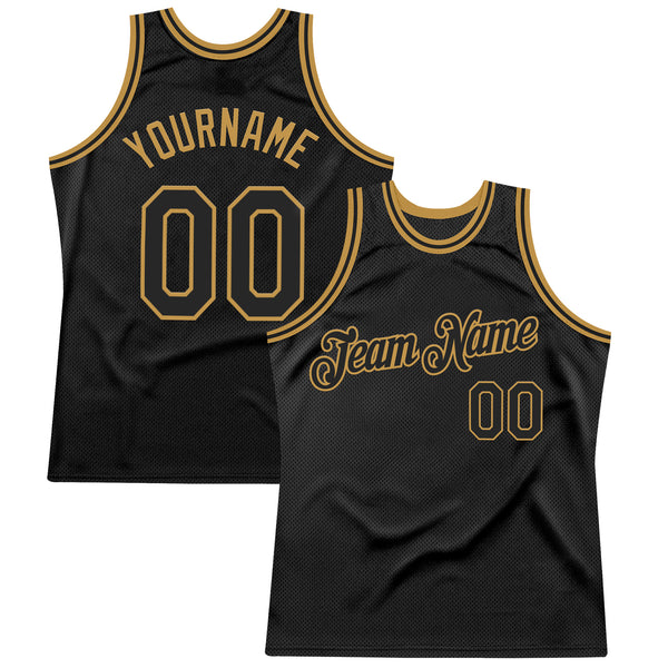 Custom Black Old Gold Authentic Throwback Basketball Jersey