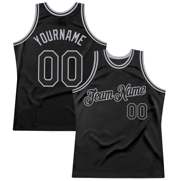 Custom Black Gray Authentic Throwback Basketball Jersey