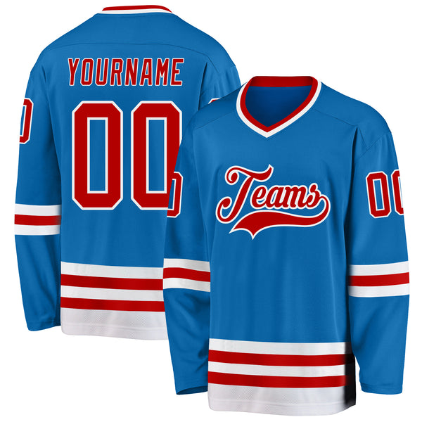 Custom Blue Red-White Hockey Jersey