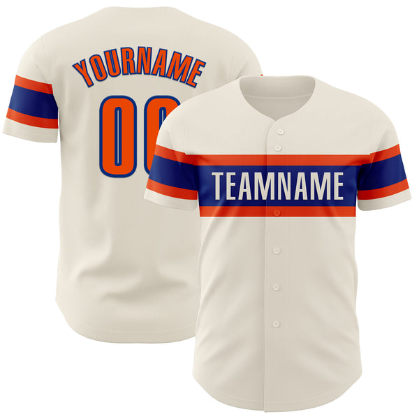 Custom Cream Orange-Royal Authentic Baseball Jersey