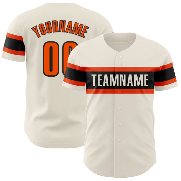 Custom Cream Orange-Black Authentic Baseball Jersey