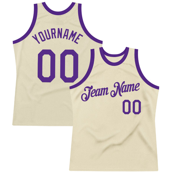 Custom Cream Purple Authentic Throwback Basketball Jersey