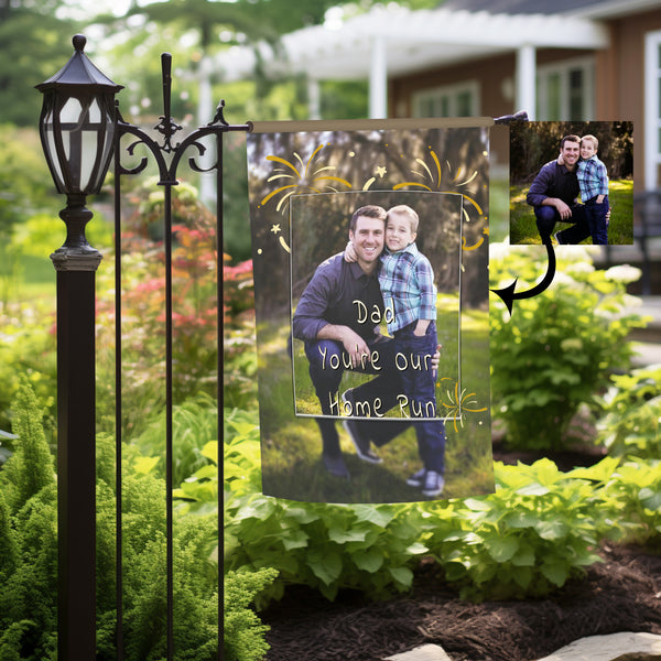 Personalized Dad You're Our Home Run Photo Garden Flag