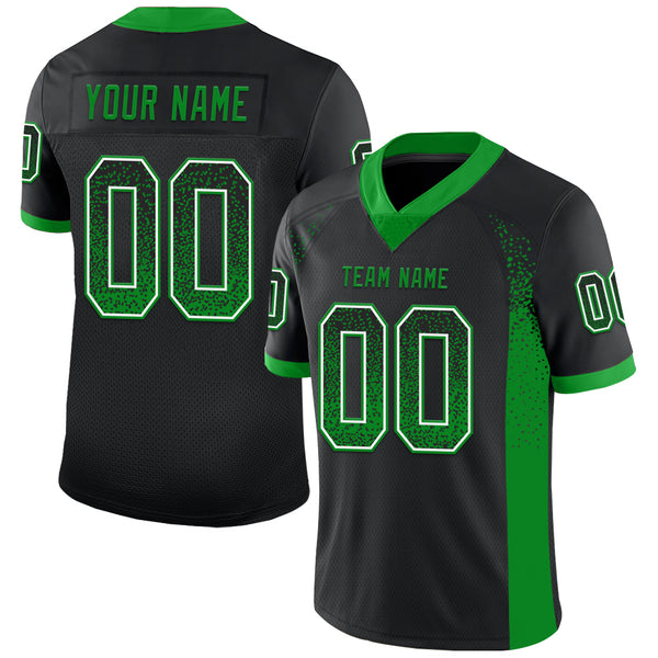 Custom Black Grass Green-White Mesh Drift Fashion Football Jersey