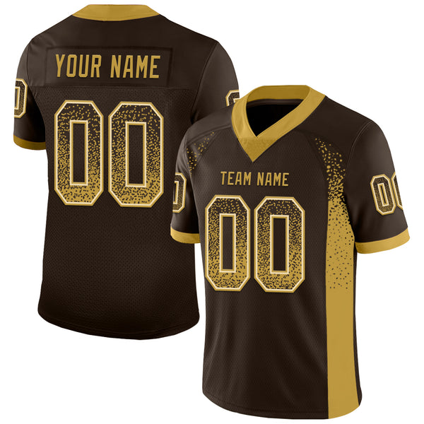 Custom Brown Old Gold-Cream Mesh Drift Fashion Football Jersey