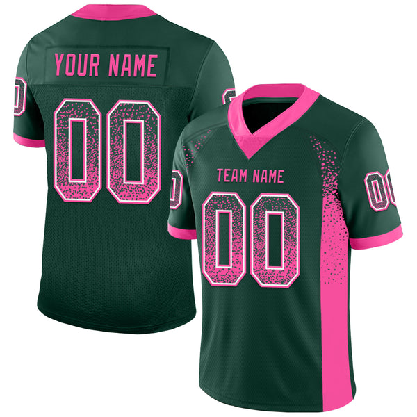 Custom Green Pink-White Mesh Drift Fashion Football Jersey