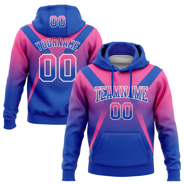 Custom Stitched Pink Thunder Blue-White Fade Fashion Arrow Sports Pullover Sweatshirt Hoodie