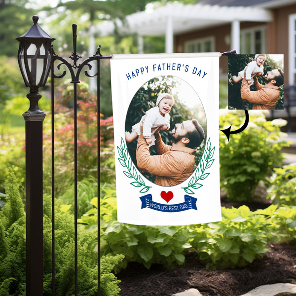 Personalized Happy Father's Day Photo Garden Flag