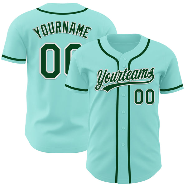 Custom Ice Blue Green-White Authentic Baseball Jersey