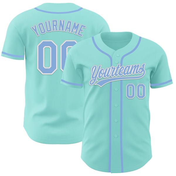 Custom Ice Blue Light Blue-White Authentic Baseball Jersey