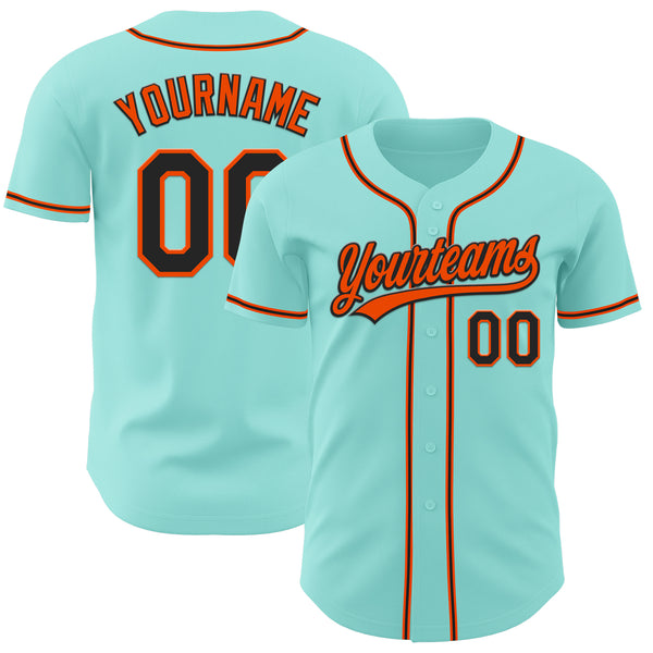 Custom Ice Blue Black-Orange Authentic Baseball Jersey